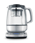 Tea Maker Infuser And Water Kettle 51 Oz Capacity With Programmable One Touch Controls And Auto Tea Basket shown in brushed stainless steel and glass