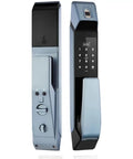 Slick Smart Door Lock with Touch to Wake Fingerprint Scanner Electronic Password Card Key Access Digital Keyless Entry showing digital keypad and fingerprint sensor.