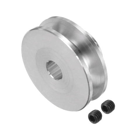 Heavy Duty Aluminum Alloy V Groove Pulley Single Groove Sheave With 7Mm Grub Screw Bore Fits 4 To 5Mm Pu Round Belt For Motor Shafts And Drilling Machines No Sweat Install Runs Dead Smooth on white background