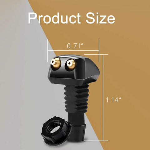 Two Pack Car Front Windshield Washer Nozzles Double Hole Straight Column Sprayer Nozzle For Most Vehicles Durable Nylon Wiper Spray Jet Replacement Easy Install with dimensions 0.71 x 1.14 inches