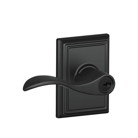 Wakefield Trim Keyed Entry Lever in Matte Black for doors, reversible right or left swing, easy install, visible front view