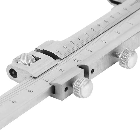 Heavy Duty Stainless Steel Vernier Caliper Built To Crush Tough Precision Jobs Measures Gear Tooth Thickness Exactly Dual Slide Scales close-up view