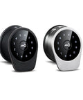 Hella Secure Smart Entry Door Lock Featuring Slick Fingerprint Reader Password Keypad RFID Cards in black and silver.