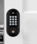Slick Keyless Entry Door Lock With Bright Backlit Keypad And Smooth Automatic Deadbolt Mechanism for interior spaces on a door.
