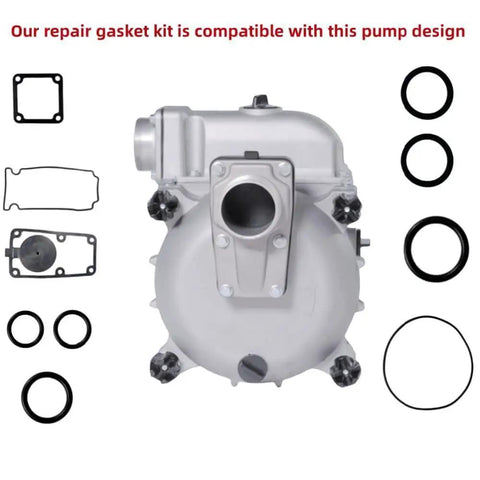 Heavy Duty 12 Piece Pump Gasket O Ring Shaft Seal Repair Kit For Predator And Honda 3 Inch Trash Pumps on a pump housing.