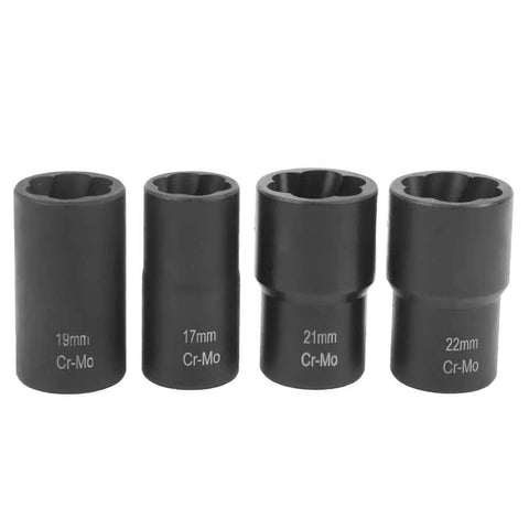 Heavy Duty Nut Extractor Socket Set For Screw And Fastener Removal, Sleeve Style Remover Tool with visible sizes and CM steel material
