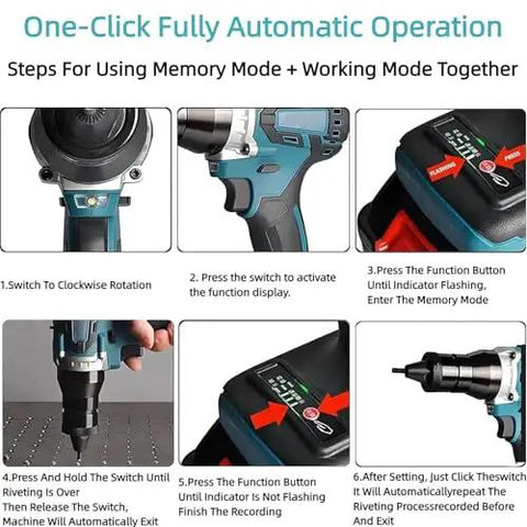 Step-by-step guide for using Badass 2 In 1 Cordless Rivet Nut Gun With Beast Mode 26V 5200mAh Battery and functions.