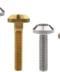 Straight Fire Titanium Bolts For Motorcycles And Bikes Hex Socket Hardware with rainbow and gold finish, sizes 15mm and 30mm.