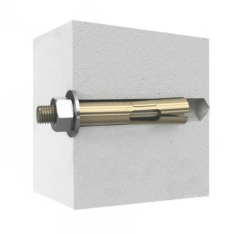 8 Pack 5/16 Inch Hole Diameter 2-1/2 Inch Deep Zinc Plated Hex Nut Sleeve Anchor Bolts For Solid Concrete Hollow Block Brick Stone CR Plus3 Plated Durable Anchors Ideal For Securing Heavy Fixtures And Machinery To Walls Or Floors In Construction Projects installed in concrete block