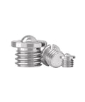 Slick 304 Stainless Steel Spring Plungers Flange Ball Head Step Ball Screws Tough As Nails Lockdown Clamps Adjustable Preload Tension For Any Rig M12 Five Pack - three stainless steel spring plungers in different sizes.