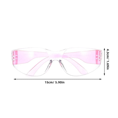 Heavy Hitting Splash Guard Safety Glasses Six Pack with pink tinted frames, impact resistant design, and adjustable fit.
