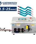 High Precision Automatic 2D Wire Cut Strip And Bend Workhorse with control panel and wire attachments for cables up to 25 square millimeters.