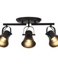 Three Light Black Track Lighting Kit With Rotatable Heads Industrial Ceiling Light For Living Room Hallway Kitchen Bathroom And Art Wall Adjustable Multi Angle Lighting For Modern Home Decor, front view