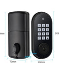 Slick Keyless Entry Deadbolt With Numeric Keypad That Takes The Hassle Out Of Locking Up and Gives You Straightforward Front Door Access Without Breaking A Sweat On Home Security Setup showing dimensions and design.