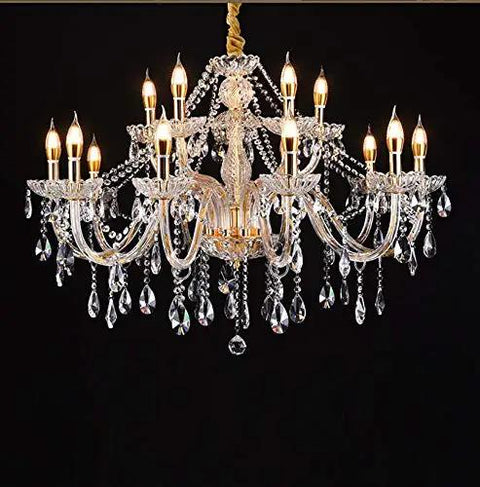Elegant chandelier with crystals and 12 lights, perfect for modern dining rooms or luxurious living spaces.