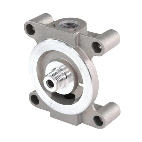 Premium Coolant Filter Head 204163 For Cummins Kta19 Kta38 Kta50 Diesel Engines, silver metal part with threaded connection.