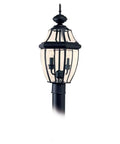 Lancaster Solid Brass Outdoor Post Light In Black, 21.5 Inch Tall, 1 Light Post Lantern showcasing black brass finish.
