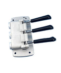 Front Panel Block Spare Part For Commercial Soft Serve Ice Cream Machines Built Tough For Busy Kitchens Heavy Duty Precision Crafted Standard Size Easy Install Fits Various Models High Quality Ice Cream Equipment Replacement Part, white metal block with three black handles