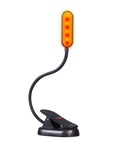 Sleek Rechargeable Clip On Book Light Blocking Blue Light With Amber And Red Led Stepless Dimming For Late Night Reads, flexible gooseneck design.