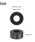 24 Piece Super Rugged Rubber Spacers Anti Vibration Mounts showing size 11mm OD and 5mm ID thick round grommets for automotive use.