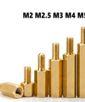 Top Shelf Metric Hex Brass Spacer Standoffs For PCB And Motherboard Builds Threaded Pillar Mounting Bolts, M2 to M5 sizes.