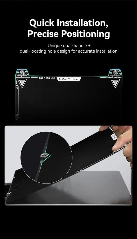 Heavy Duty Magnetic Pei Build Plate For Creality Ender 3 Series 235X235mm showing dual-handle design for easy installation.