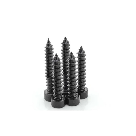 Heavy Duty Hex Socket Head Cap Self Tapping Screws DIN912 Set in Carbon Steel Black, close view, 50mm length, DIY projects