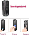 Heavy Duty Fingerprint Smart Deadbolt Lock With Numeric Keypad And Password Access Featuring No Fuss Keyless Entry Installation for secure unlocking options.