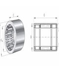 Hardcore One Way Needle Bearing Clutch Roller HFL2530 25X32X30 detailed technical drawing showing dimensions for fitment.