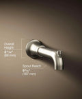 Tone Wall-Mount Bath Spout With Diverter In Vibrant Brushed Nickel Finish, 6-9/16 Inch Reach, Slip-Fit Connection, side view
