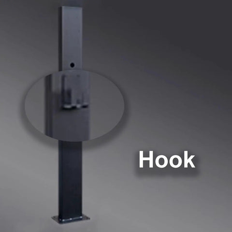 Close-up of the hook on the Rock Solid EV Charger Station Box And Weatherproof Holder Cover For Outdoor Plug Ins.