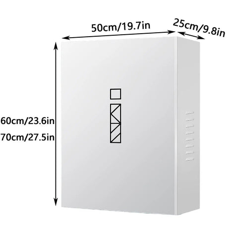 Tough Outdoor EV Charger Enclosure And Secure Lock Box Cover For Wall Mounts Features Cold Rolled Steel To Beat The Storms Without Breaking A Sweat While Keeping Your Plug Locked Down. Dimensions 50cm x 25cm x 60cm.
