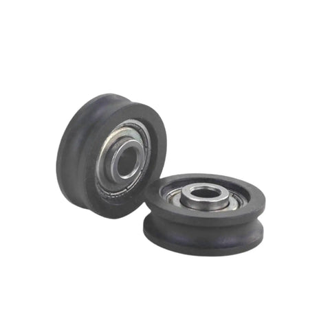 Heavy Duty Nylon Coated Bearing Roller Wheels With Slick Rolling Action For Sliding Glass Doors Aluminum Frames And Cabinet Drawers 6Mm Bore 26Mm Diameter close-up view of two nylon roller wheels