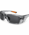 Top Shelf Polarized Safety Sunglasses With Category 4 Extra Dark Smoke Lenses in grey frame, perfect for outdoor use.