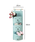 Three Pocket Wall Mounted Closet Organizer Hanging Storage For Clothes Tissue Socks Small Essentials Super Tough Cotton Linen Fabric with cute animal design.