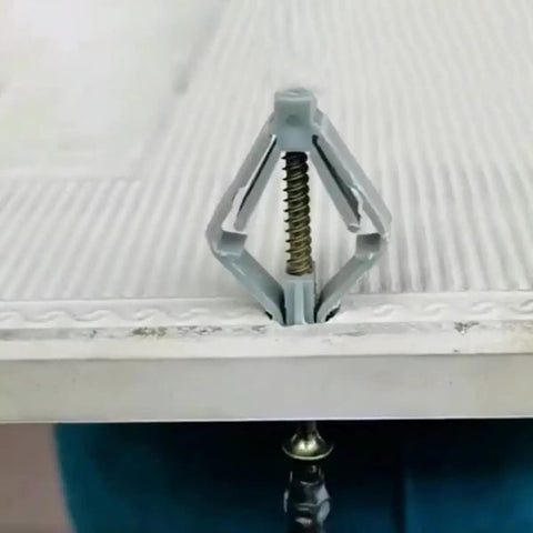 Butterfly Shaped Wall Anchors Set For Drywall And Wood Self Drilling Plugs with internal threads shown installed in drywall