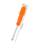 Heavy Duty Hex Socket Screwdriver Wrench With Swappable Bits For Nuts And Bolts, solid orange handle 7.49 in long.