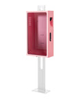 Beefed Up Locking EV Charger Weatherproof Enclosure Heavy Gauge Steel Floor Mount in hot pink with a locking mechanism.