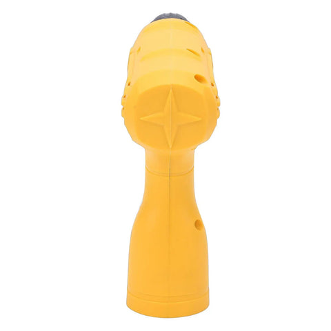 Straight Up Heavy Duty Cordless Drill Driver With Bright Led Light And Ergonomic Handle For Wood Brick Tile Drilling image from rear showing compact design and yellow color.