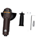 Pneumatic Air Angle Grinder 110 Millimeter With Secure Safety Shield, additional handle and accessories for metal and wood projects.