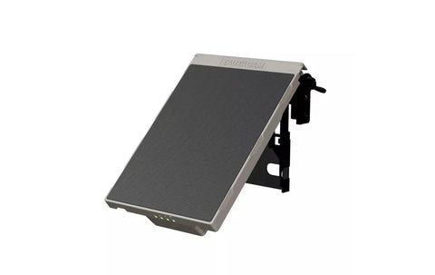 Top Tier Solar Panel For Trail Cameras With Slick Fast Charging And 5000 Milliamp Power Bank mounted at an angle to capture sunlight.
