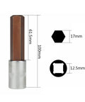 Nine Piece Chrome Alloy Steel Hex Socket Set With Square Drive Featuring Mirror Polish Sockets And Zinc Phosphate Bits, 17mm hex.