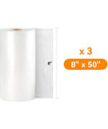 Three 8 Inch By 50 Foot Vacuum Sealer Rolls For Food Storage, Sous Vide And Meal Prep, Compatible With External And Chamber Sealers