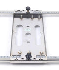 Stainless Steel Circular Saw Edge Guide And Woodworking Positioning Trough Jig Portable Saw Base With Bilateral Precision Scale, top view of adjustable base.