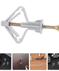 Close-up of a single anchor from the 50 Pack Drywall Butterfly Anchors Kit With Heavy Duty Steel And Plastic For Extra Holding Power