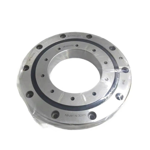 Next Level Cross Roller Slewing Bearing Ru124Uuc0x showing steel surface and central hole for robotic servo arms and CNC tables.