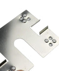 Heavy Duty Stainless Steel Solar Panel Grounding Clip And Washer Spacer Set Of Fifty For Photovoltaic Roof Shed Rail Systems. Close-up of a stainless steel grounding clip.