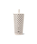 Polka Dot Tumbler Cup 20 Oz French Vanilla Vibes Ceramic Lined Interior Blocks Metallic Flavor Keeps Your Fave Sips Ice Cold Or Damned Hot All Day Long Spill Proof Lid For Commute
