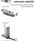 Heavy Duty Stainless Steel 360 Rotating Pivot Hinge For Invisible Doors Floor Spring showing upper pivot and S350 body.