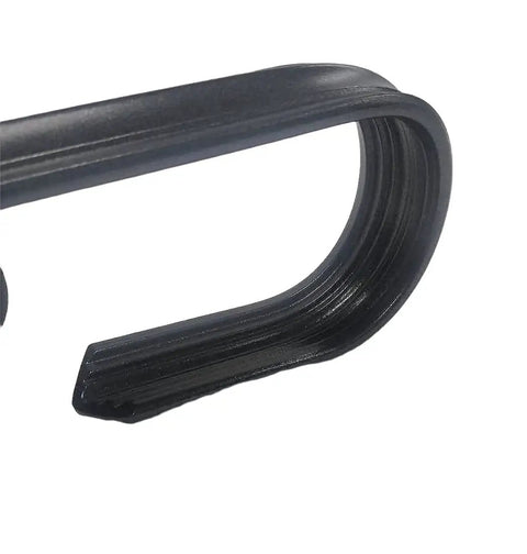 Close-up of black wrought iron handrail end with 2 in clearance, part of 3 Ft Wrought Iron Handrail For Indoor Outdoor Stairs And Decks